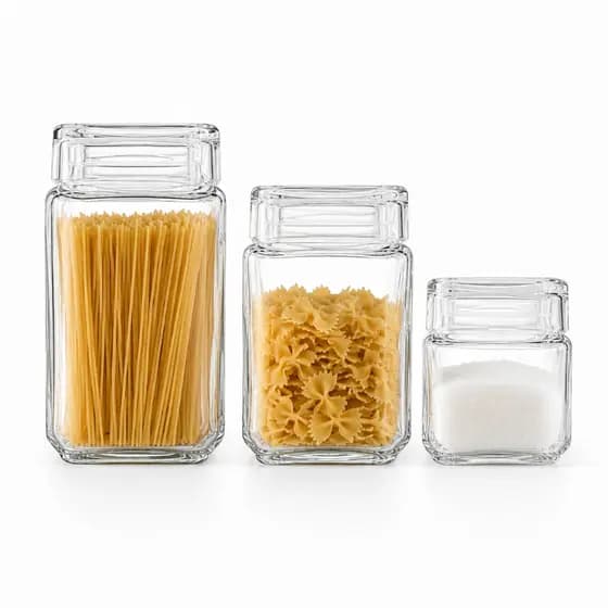 Kit Potes Herméticos Quadrado 3 Peças 1800ml 1250ml 880ml Porta Organizador Mantimentos Cozinha