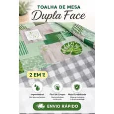 Toalha de Mesa Dupla Face Impermeável - Para Mesas de 4 e 6  Lugares - Fácil de Limpar e Decorativa