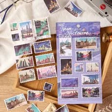 Mr. Paper 2 peças/pacote adesivo plano com design arquitetônico de cidades para viagens, adesivo para diário, cartão de