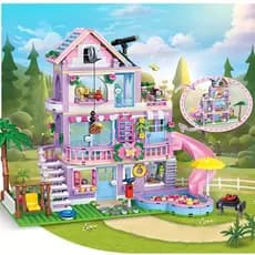 775 Pçs Amigos Cidade Casa Verão Férias Slide Piscina Villa Apartamento MOC Blocos De Construção Conjunto Figura Brinque
