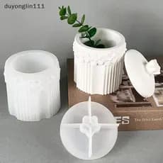 (duyonglin111) Molde De Silicone Para Vaso De Flores Listrado DIY Caixa De Armazenamento Artesanato Fazendo Gesso Resina