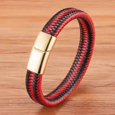 Pulseira Clássica De Aço Inoxidável Masculina Couro 6 Seleção Colorida Acessórios Luxuosos Presente