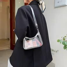 Bolsa De Ombro Transparente Em PVC JUNYUE , Crossbody Cor Gelatinosa Estilo Coreano Com Zíper Quadrado