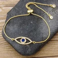 Pulseira De Olho Charmosa Para Mulheres Princesa Corte Cubic Zircon CZ Cobre Ajustável Jóias