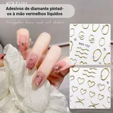 Adesivo De Unha Arte Decoração De Unhas Cristal Linhas De Diamante Strass 2 Peças Conjunto KOUDAN