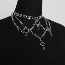 Punk Corrente Geométrica Oco Pingente Cruz Colares Declaração Na Moda Corrente De Metal Jóias Hip Hop