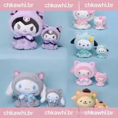 Sanrio 10cm / 23cm Chaveiro Kuromi Canela Gato Canela Papel de Pelúcia de Gato Kawaii Boneca Pingente de Boneca Cartoon