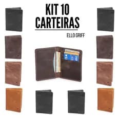 Kit 10 Porta Documento Slim Couro Legítimo Natural Cabe Rg