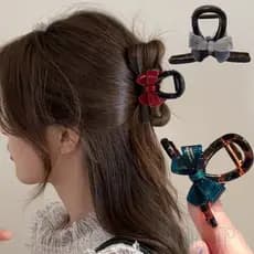 Suporte De Rabo De Cavalo Alto Acrílico Coreano-Requintado , Elegante , Temperamento-Garra De Cabelo Com Arco Bloqueado