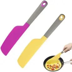 Conjunto de 2 espátulas de silicone para ovos DOERDO, utensílios de cozinha antiaderentes adequados para fazer omeletes