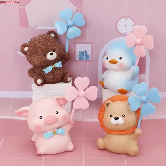 Figuras De Animais JUNYUE , Estatuetas De Moinho De Vento De Pinguim De Boneca De Resina , Decoração De Paisagem Rotativ