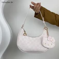 Bolsa de Ombro Elegante em Forma de Meia-Lua para Mulheres TU Sanrio HelloKitty E BR 63ZA