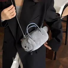 JUNYUE Bolsa De Gato Simulada , Pequena Transversal Fofa De Designer Feminina Casual Com Zíper De Pele