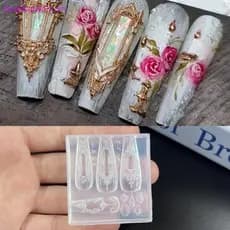 NewBaby Retro Padrão 3D Silicone Molde De Unhas DIY Tecelagem Suéteres Arcos Flor Design Transparente Modelo Decoração D