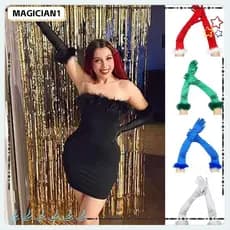 Luvas De Cetim MAGICIAN , Longo Dedo Inteiro Cor Sólida Cosplay UE65