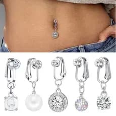 piercing umbigo bijuterias femininas ☛Anel Umbilical sem perfuração, umbigo, adesivo falso, sem furos, esférico, gota de