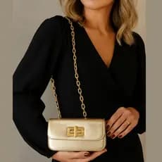 Bolsa Feminina lançamento Metalizada Transversal Alça Corrente super Delicada ENVIO IMEDIATO!!!