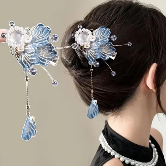 Novo estilo chinês estilo palácio Koi borla grampo de cabelo estilo chinês sensação legal elegante temperamento clipe la