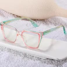 Óculos De Olho De Gato Anti Luz Azul Moda Quadrados Quadro Feminino Preto Verde Lente Clara
