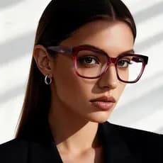 Novas Armações De Óculos De Acetato Da Moda Para Mulheres Cor Gradiente Anti Luz Azul Lente Plana