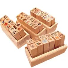 12 Pçs Mini Bonito Diy Diário Conjunto De Carimbo De Borracha De Madeira Coração Amor Viagem Semana Número Padrão Para S