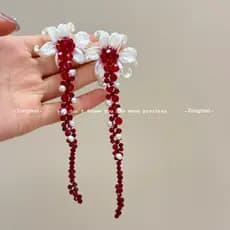 cartelas de brincos feminino kit brinco aço inoxidável ✷Retro vermelho íris frisado brincos feminino único temperamento