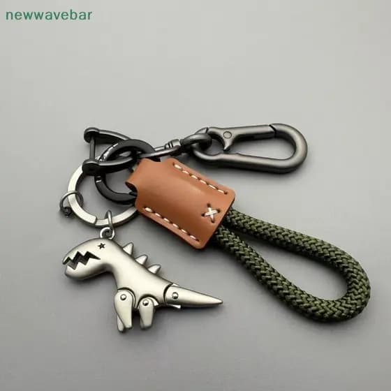 [HENGHOME] Acessórios De Decoração De Motocicleta E Chaveiro De Carro De Couro Único Corda Tecida Metal Bolsa Pingente P