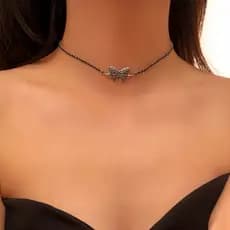 Europeu americano doce legal preto frisado borboleta colar nicho quente menina clavícula corrente Design sentir All-Matc