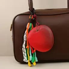 Chaveiro pendente para bolsa, presente de Natal, novo modelo, super grande, espelho de maquiagem em PU 3D com maçã verme