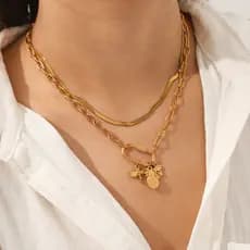 Senhoras colar de aço inoxidável banhado a ouro 18K não desbotado coqueiro sol destacável mosquetão pingente cruz corren