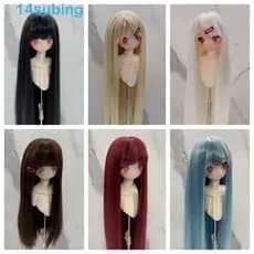 SUBING Peruca De Boneca BJD , 1/3 E 1/4 6 Com Franja De Cabelo Falso Vestir Longa Reta