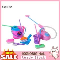 [KTI] Conjunto de 9 peças de brinquedos de simulação de vassoura e aspirador de pó para casa de bonecas P0J4