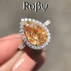 Rubi * nicho Design estilo legal anel simples luz luxo amarelo moda jóias elegante Micro-incrustado anel de gota de água