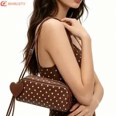 MXMUSTYZA Bolsa De Ombro Com Bolinhas , Alças Ajustáveis , Sacola De Grande Capacidade , Crossbody Fofa De Couro PU