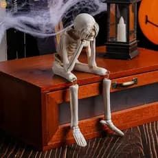 Estátua De Caveira De Esqueleto Gótico-Decoração De Casa Assombrada Para Mesa De Halloween