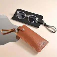 Estojo De Óculos Feminino De Luxo , Couro Macio , Suporte Poeta , Bolsa De Viagem Fina Para De Sol , Com Cordão [VN]