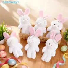 NEEDWAY 10 Unidades De Brinquedo De Pelúcia De Coelho Pequeno , Chaveiro De Animal De Desenho Animado Branco , Fofo