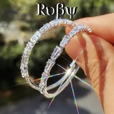 Ruby * Novo estilo acessórios exagerados moda simples dourado senhoras zircão brincos europeus americanos grandes