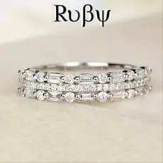 Ruby * versão coreana ins estilo Super Flash anel multicamadas novo estilo de três camadas anel fino linha Designer esti