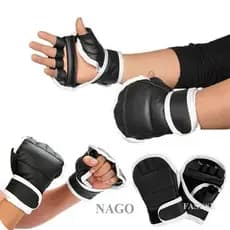 Luvas de Boxe Pretas de Meio Dedo NAGO 1 Par Couro Plutônio Combate Chute Karatê Muay Thai Treinamento Crianças Homens