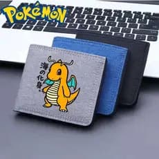 Nova e elegante carteira de lona com zíper e estampa de Pokémon, design com múltiplos compartimentos para cartões, prese