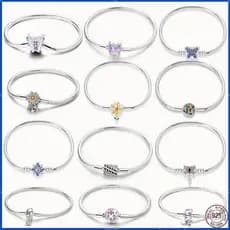 Pulseira feminina de moda, nova, 100% prata esterlina 925, com design original de girassol e borboleta, ideal para desig