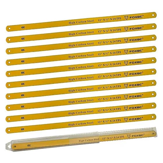 FOXBC 12-inch Hacksaw Blade 24 TPI, 10-Pack (High Carbon Steel)