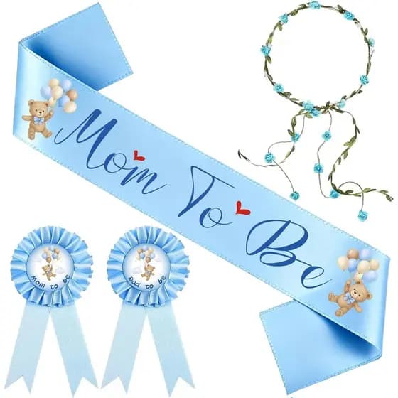 Conjunto de Decorações para Chá de Bebê e Revelação de Gênero com Tema de Urso - Faixa de Tecido Liso "We Can Bearly Wai