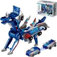 Collision Transforming Dinosaur car Toy | 2-in-1 robo Crash Magnetic Race Cars | Transform into Dinosaurs Robot Toys | f