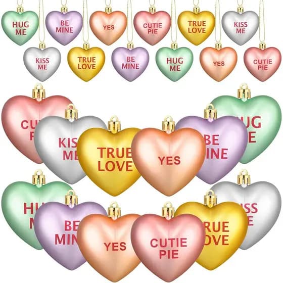24 Peças de Corações de Plástico para o Dia dos Namorados, Enfeites de Coração para Cartas de Amor, Decorações para Faze