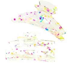 Presilhas Transparentes com Gotas Coloridas para Cabelos Grossos, para Jovens Mulheres e Meninas, Presilhas Grandes com