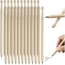 24 Canetas Esferográficas em Forma de Baquetas de Madeira, Canetas Divertidas com Formato de Baquetas, Canetas Musicais,