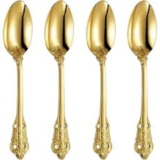 KEAWELL Colher de Chá de Luxo 7", Conjunto de 4, Aço Inoxidável 18/10, Colher de Sobremesa Resistente, Design Elegante c