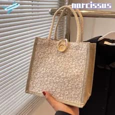 Bolsa NARCISSUS, uma bolsa de ombro casual francesa reutilizável de linho, adequada para meninas, da marca LINU.